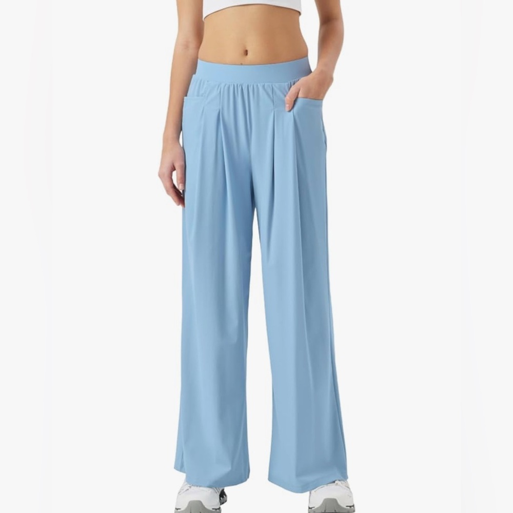Maison Misfits 15 Blue Wide Leg Pants Size L 28” Inseam Athleisure